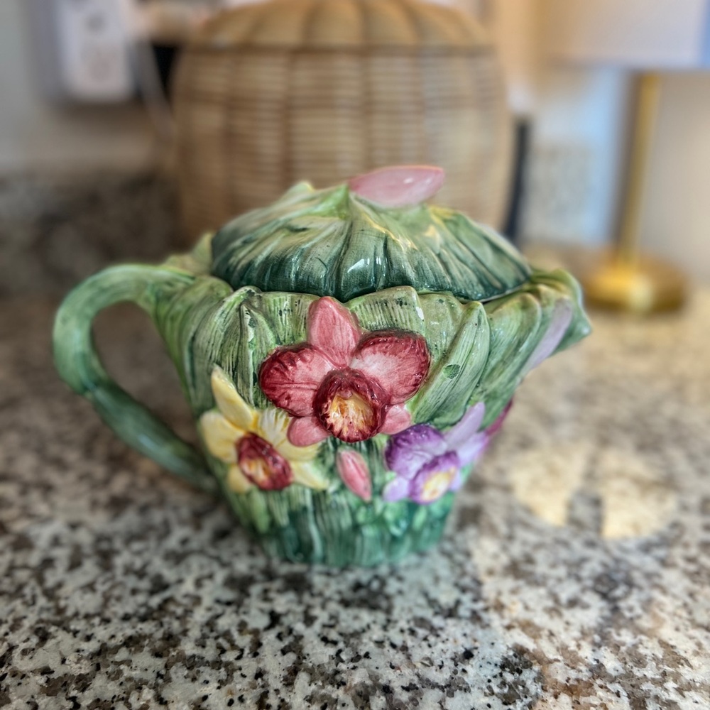 World Bazaars Inc. Floral Ceramic Pitcher